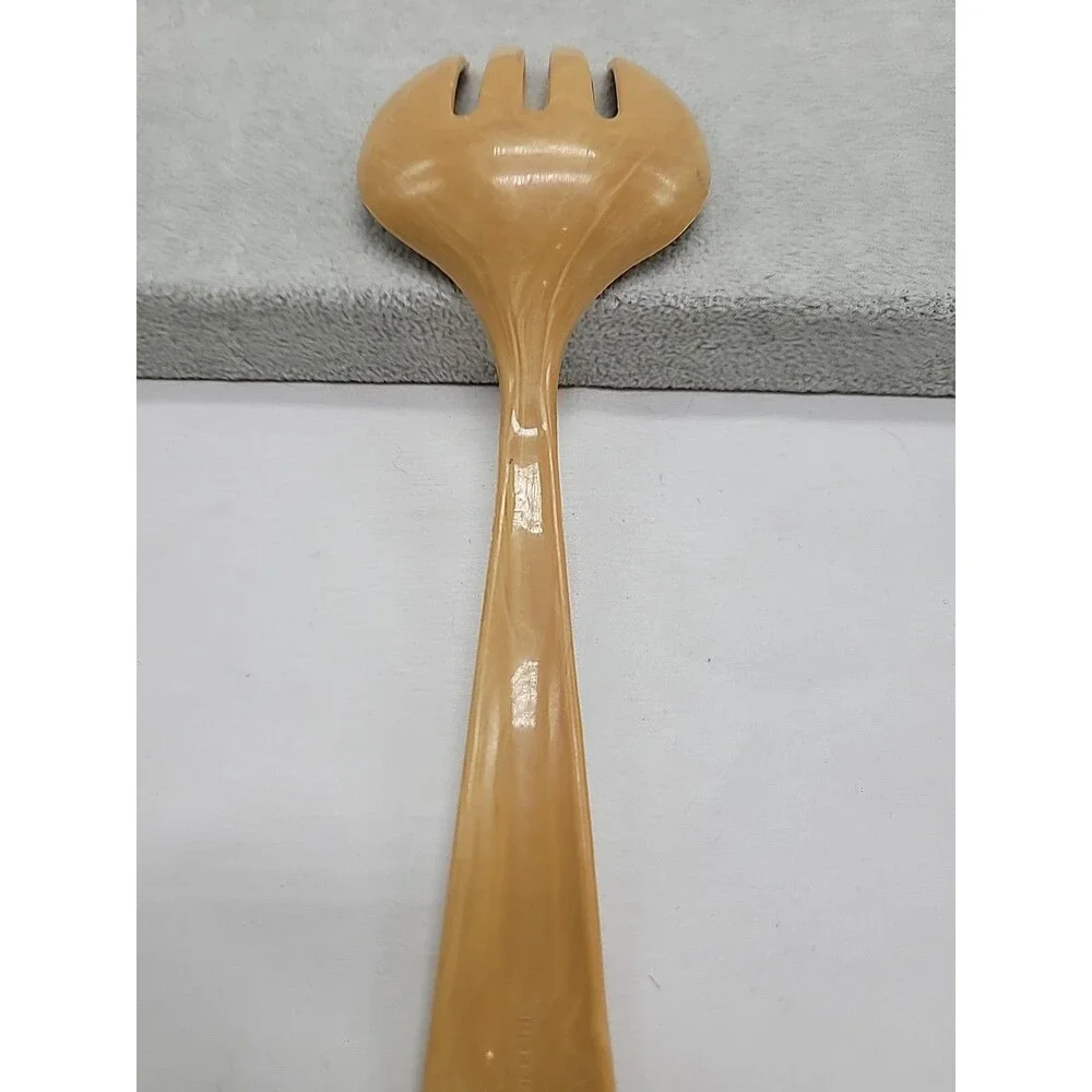 Vintage Baker lite ? Beige Marbleized Spork Imperial USA 8.5: Salad